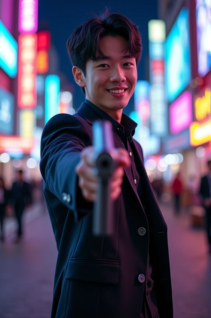 Hallyu、Gun in one hand、smile