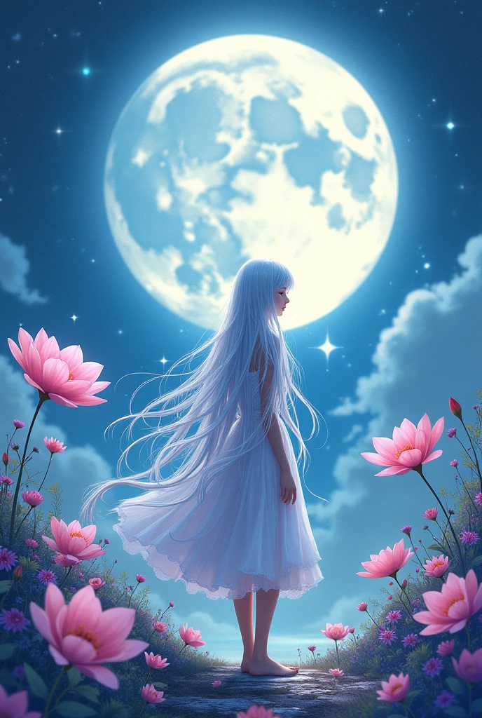 When the moon2t Different world beautiful girl Whiteta An illustration