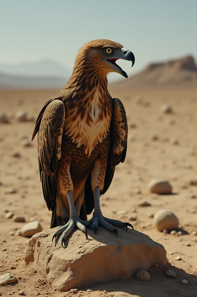 A malnourished and thin eagle dying of hunger