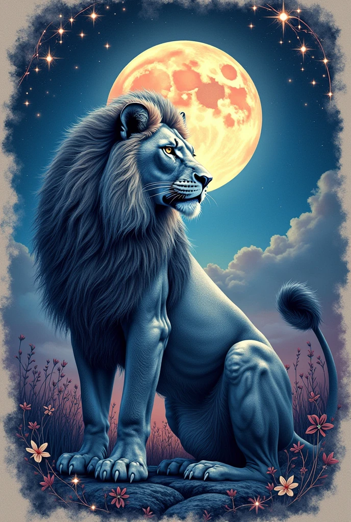 Lioness moon tattoo decal