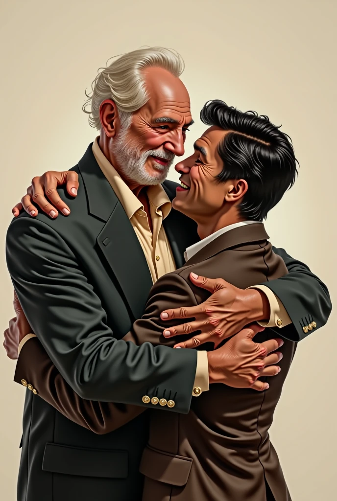 Damaso hugs Martin Rivas as if he were his father. NO KISSES. They are father and son Damaso: very rich and kind old man. Wear an expensive suit Martin Rivas: young man in humbler clothes but well dressed