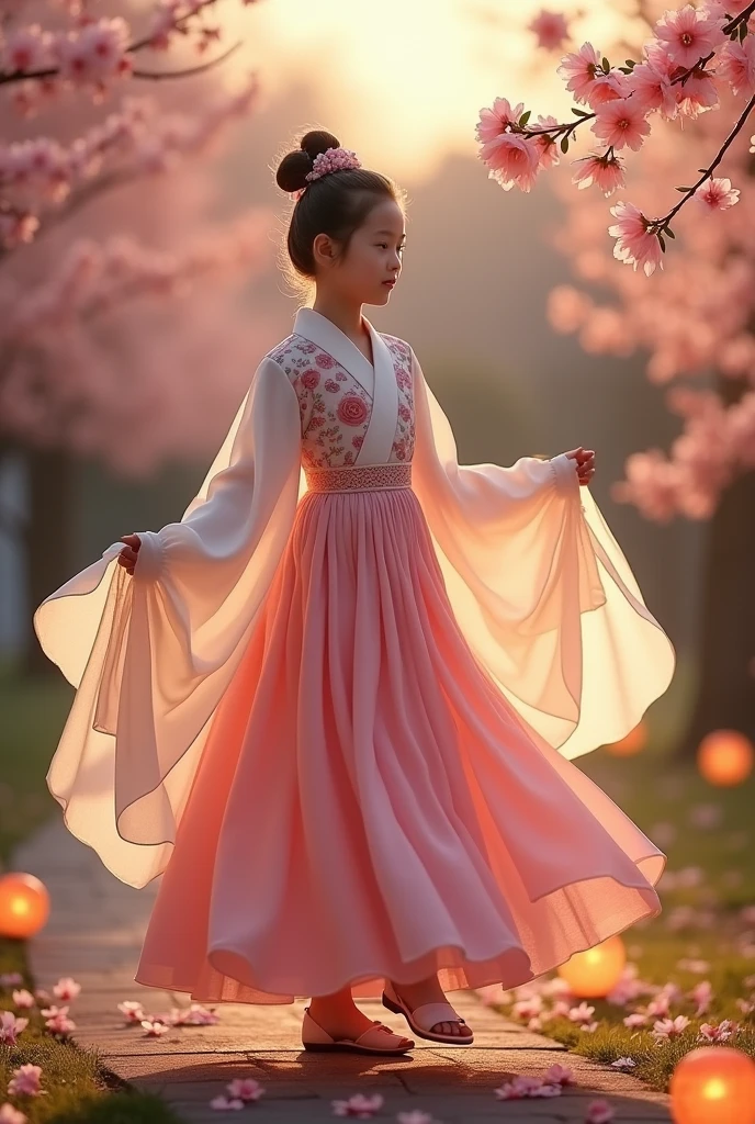 The girl wearing Hanfu revealed a yếm dress inside. ,revealing pink yếm 