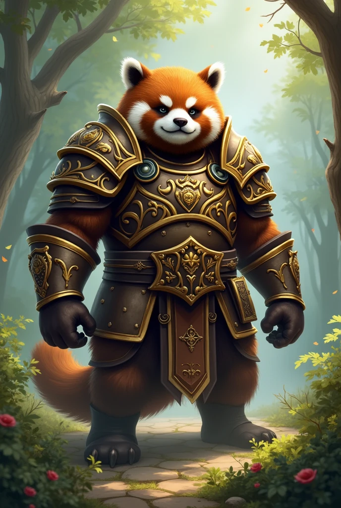 ((Best Quality)), ((masterpiece)), (detailed), 1 girl, off shoulder sweater, 
Musah is a chubby pandaren warrior with imposing armor, whose presence on the battlefield reflects the perfect combination between the grace of the ancient ways of pandaren philosophy and the toughness of a seasoned warrior.. Its fur is a warm brown color., with distinctive markings that tell stories of their victories and challenges.