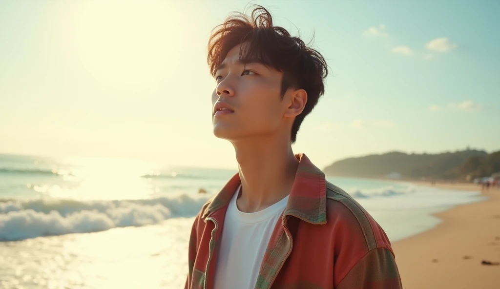 Real photo style、Realistic、Cute handsome man、Idol face、、Japanese、Slim body、Mash Hair、Completely naked、Full nudity、erection、Huge penis、The rays of the midsummer sun、Ride in a convertible