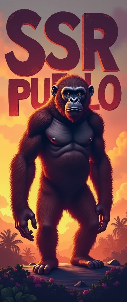 an image with an ape in the background with the letters SSR PUEBLO
