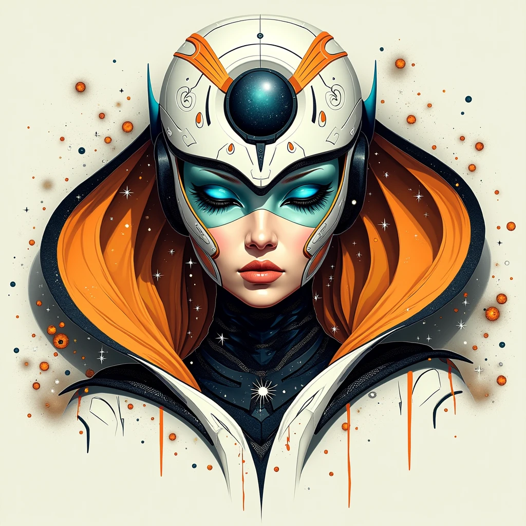 a futuristic female warrior cubism portrait, fine art, teal and orange, contemporary art, alien form head shot, queen of space, (best quality,4k,8k,highres,masterpiece:1.2),ultra-detailed,(realistic,photorealistic,photo-realistic:1.37),hyperrealistic,dramatic lighting,intricate details,surreal,striking pose,regal expression,ethereal,otherworldly,futuristic,digital painting