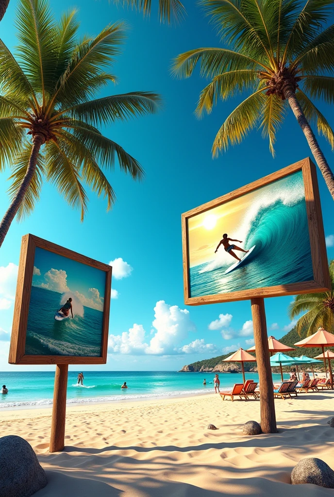 Show me billboards facing front at exotic locations