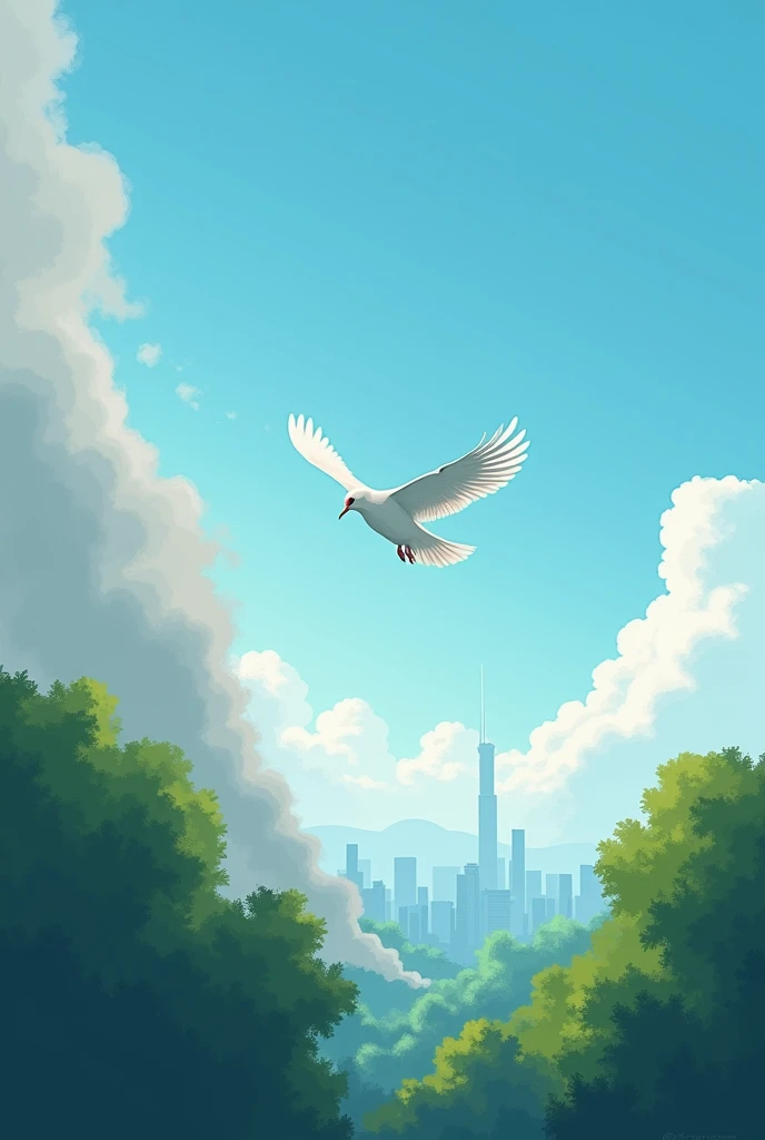 A very easy drawing that represents air pollution but at the same time represents the value of freedom.