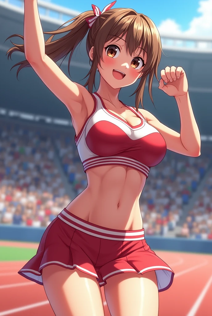 Anime Style,Cheerleading in a stadium.((pussy))
While jumping,showing her pussy,pussy,まんこ
Sweating under my arms、Steamy。
Big breasts and visible belly。
It's easy to tell that you're sweating,tits,pussy,Shaved pussy,Nipples