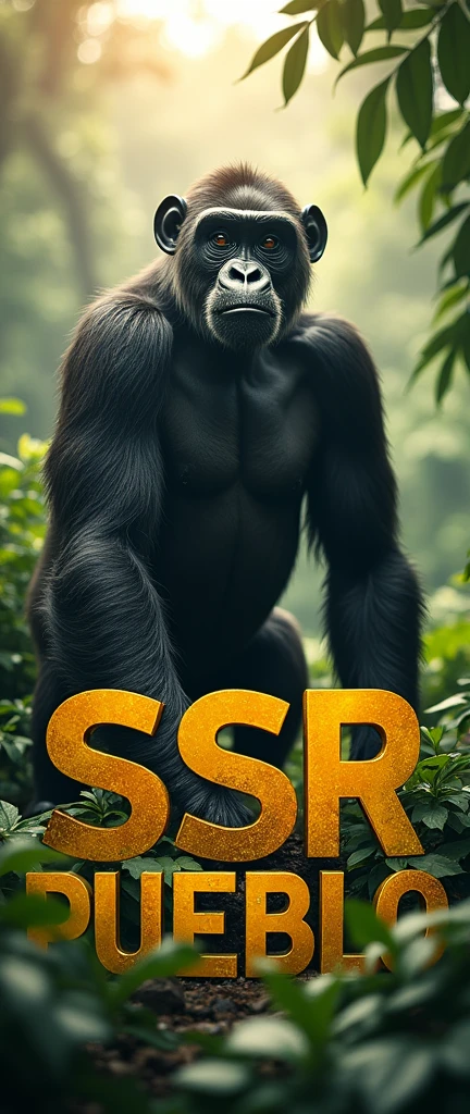 an image with an ape in the background that does not cover the text with the letters SSR PUEBLO