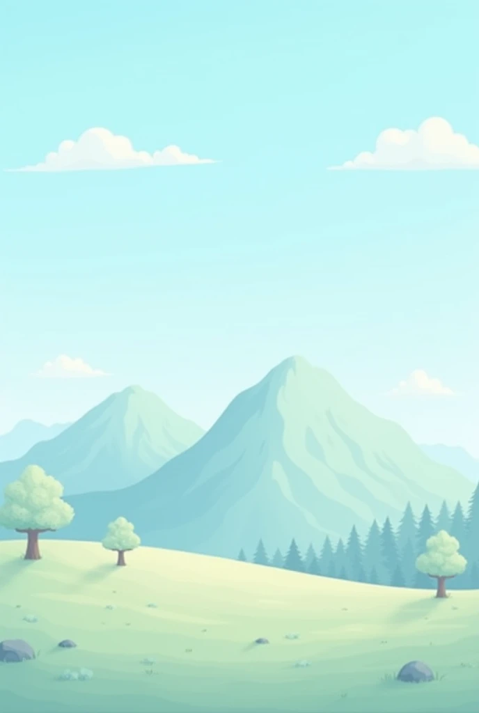 Simple minimalist shirt pattern, natural view, mountains, cartoon art