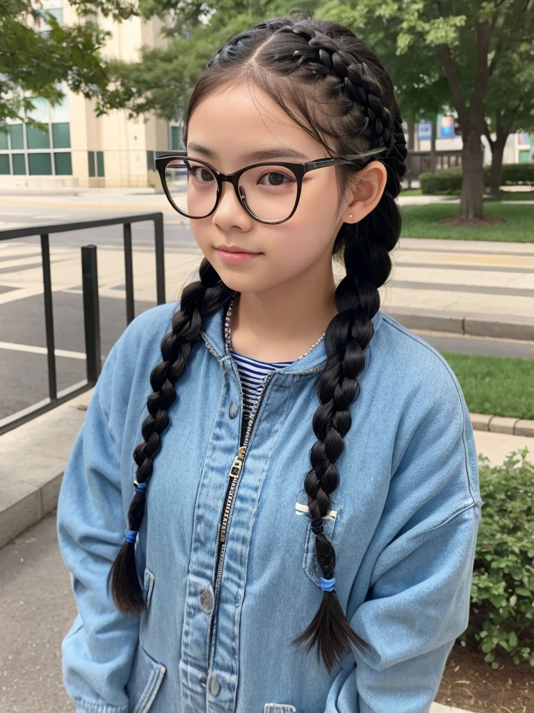  Asian upper body braids park glasses
