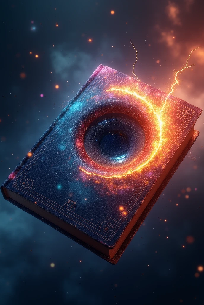 Make a book with a background of half a galactic black eye and half energy