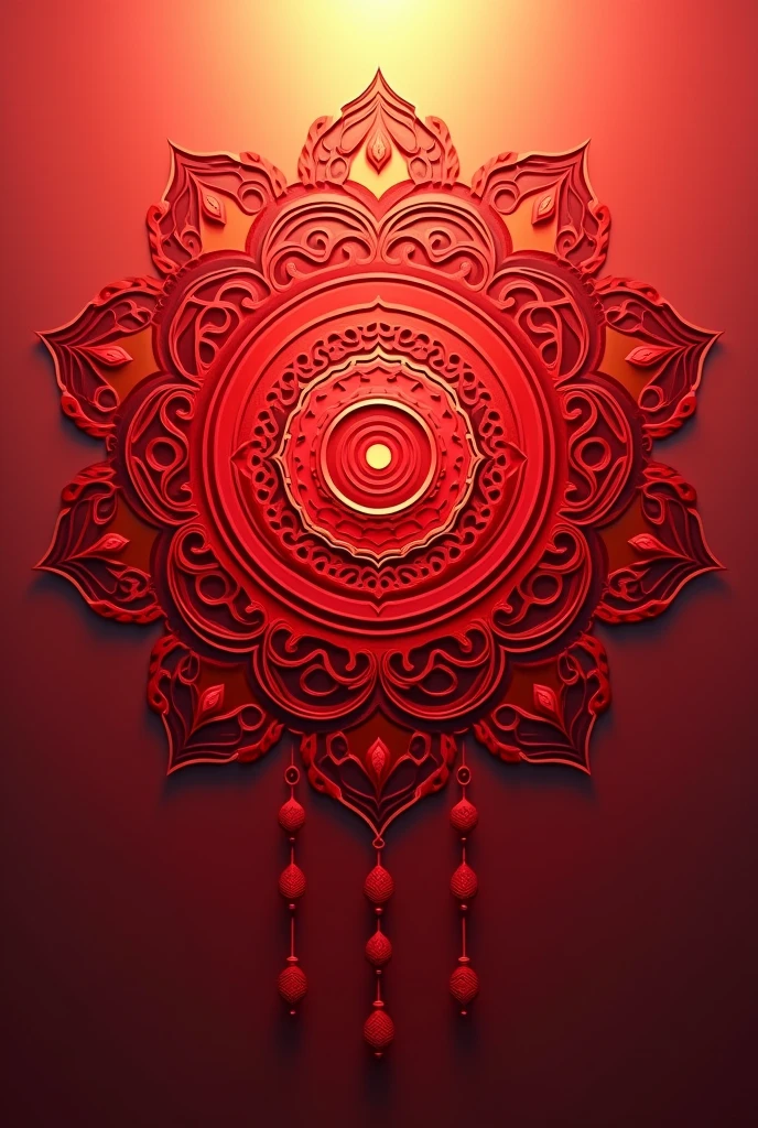 image of a Red Mandala (First Chakra - Root)
-Geometric Figures: Squares and triangles pointing downwards predominate.,