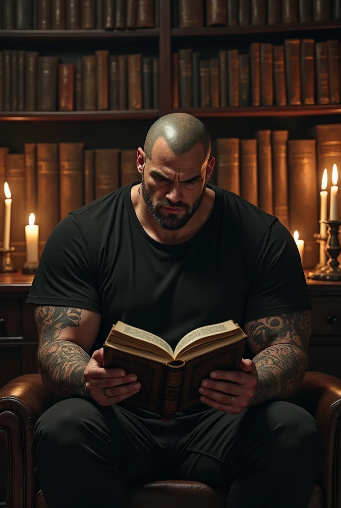 sukuna Ryomen reading a book, black T-shirt