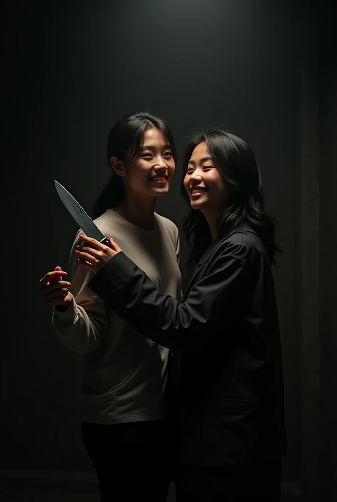 Hallyu、2 people、Beauty、smile、Dark Room、Knife in one hand