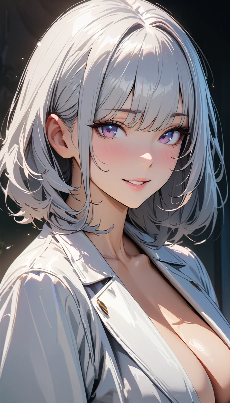 masterpiece , modern, Verism, masterpiece, super detail, best quality, 4K ,((Adult face)), woman,Wearing a white coat,Mature woman
