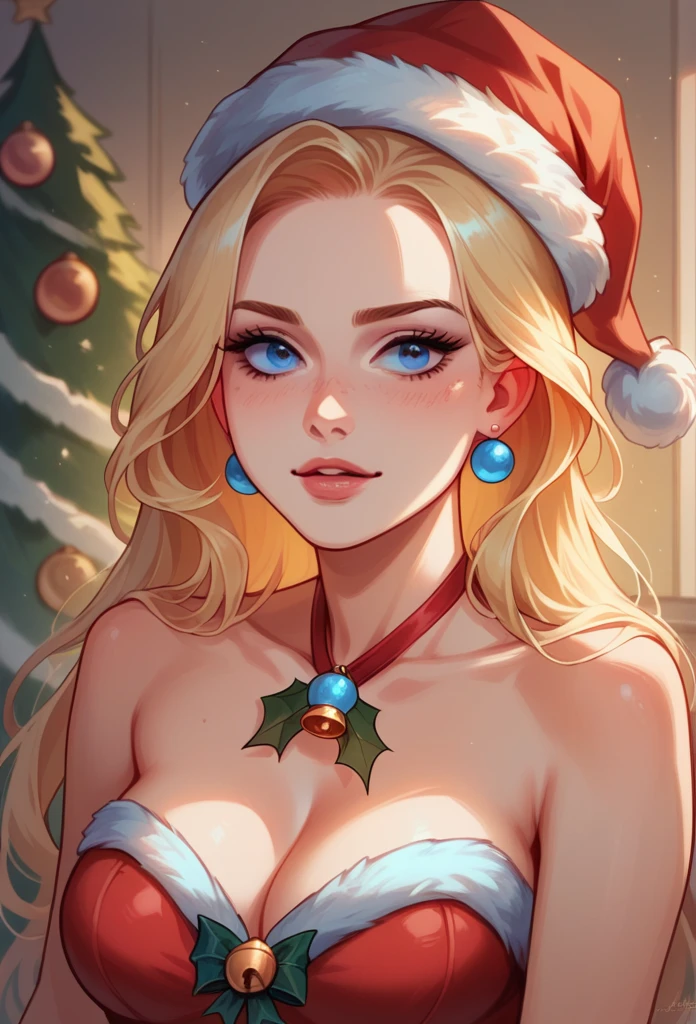 Realistic photo of a beautiful elegant lady, wearing a sexy grinch Christmas outfit, very sexy medium breasts, blue eyes, ultra-realistic blonde hair, Christmas atmosphere, anywhere, in any position