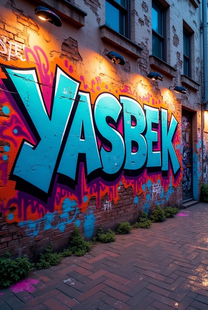 Graffiti with the name YASBEK in the style of a wild stule piece