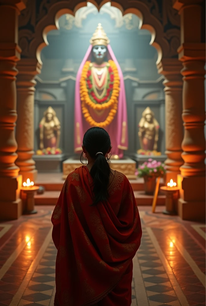 Photo of Indian woman worshiping Lord Shiva.