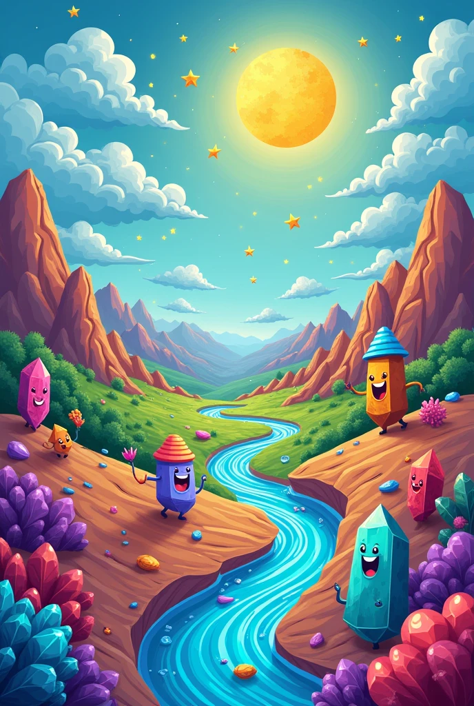 create a background for a slogan that's about geosphere and minerals. make it more cartoonish style