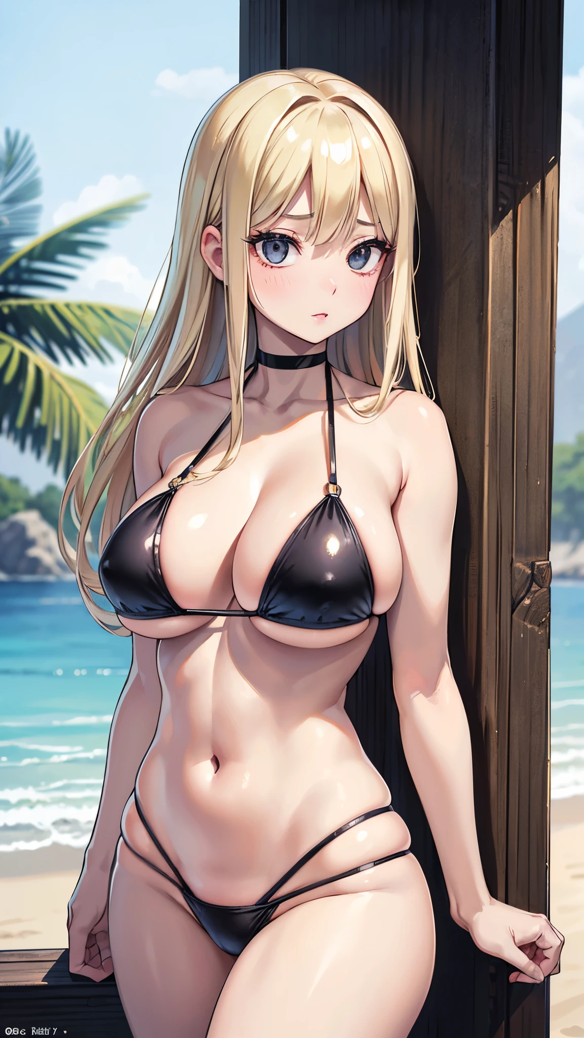 score_9, score_8_up, score_7_up, BREAK source_anime, historia reiss, blue eyes, blonde hair, long hair, medium breasts, black sheer dress,smile,sitting in beach,riding man erect dick 