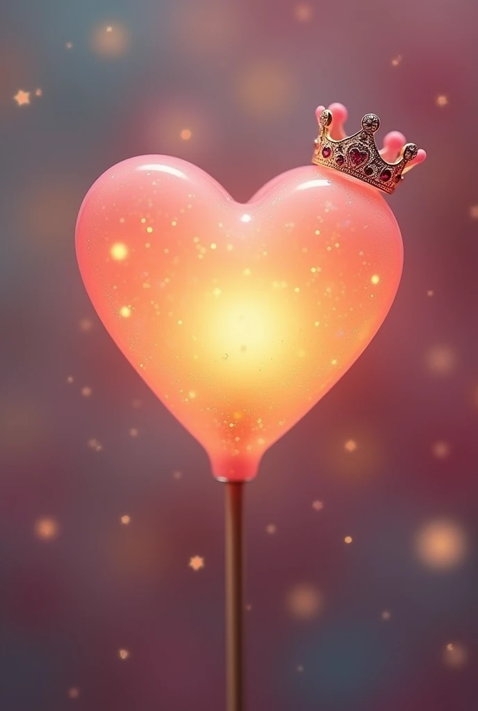 Create a heart lightstick with a crown in one corner of the heart