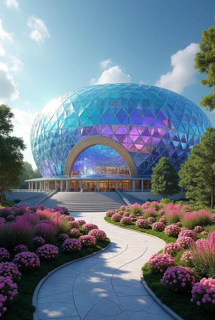 Create a diamond inspired concept design of an arena and please show me the exterior design