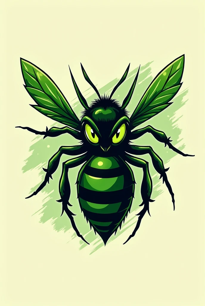 Create a logo of a green bee that looks aggressive
