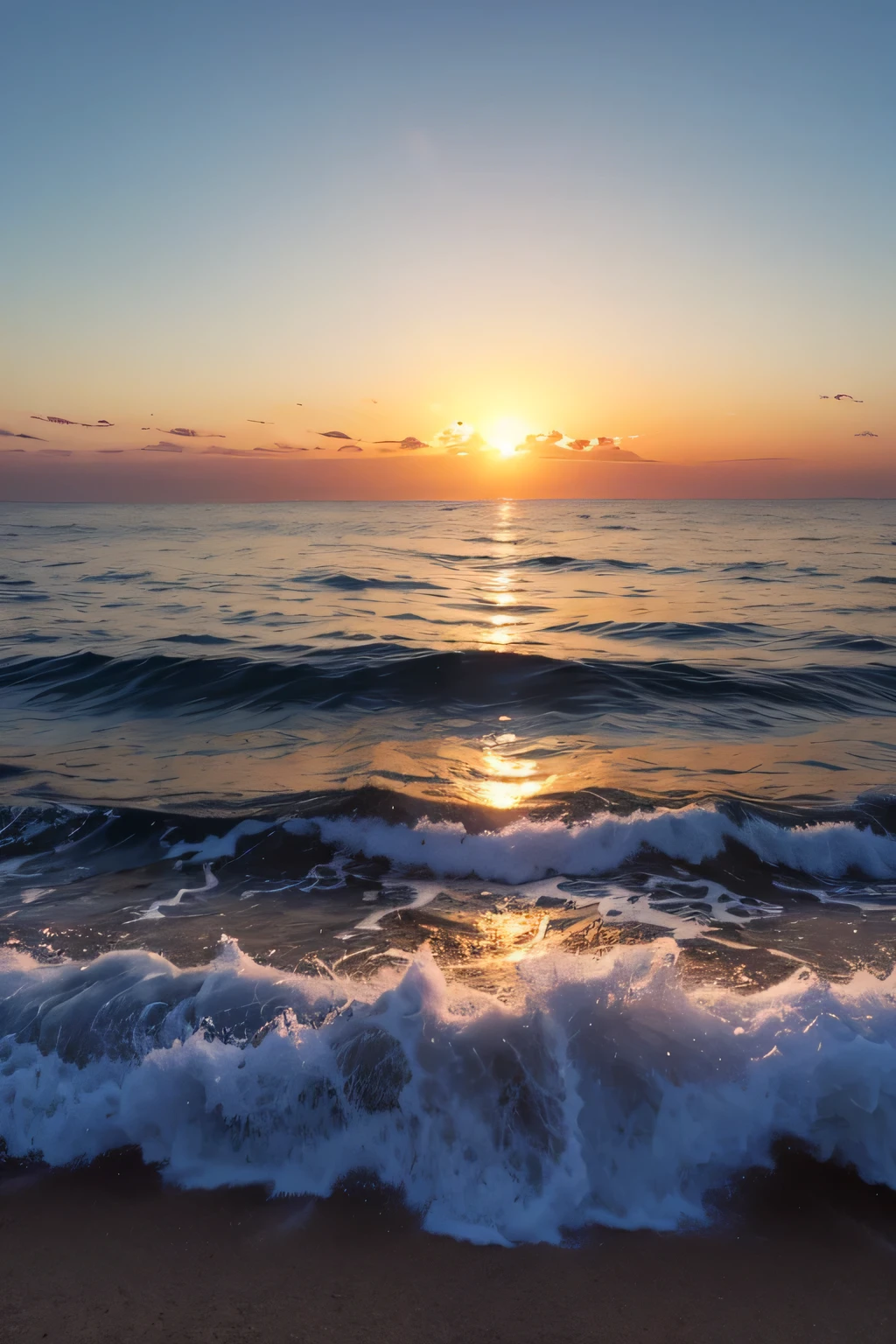 Make a clear sky and a sunset at sea