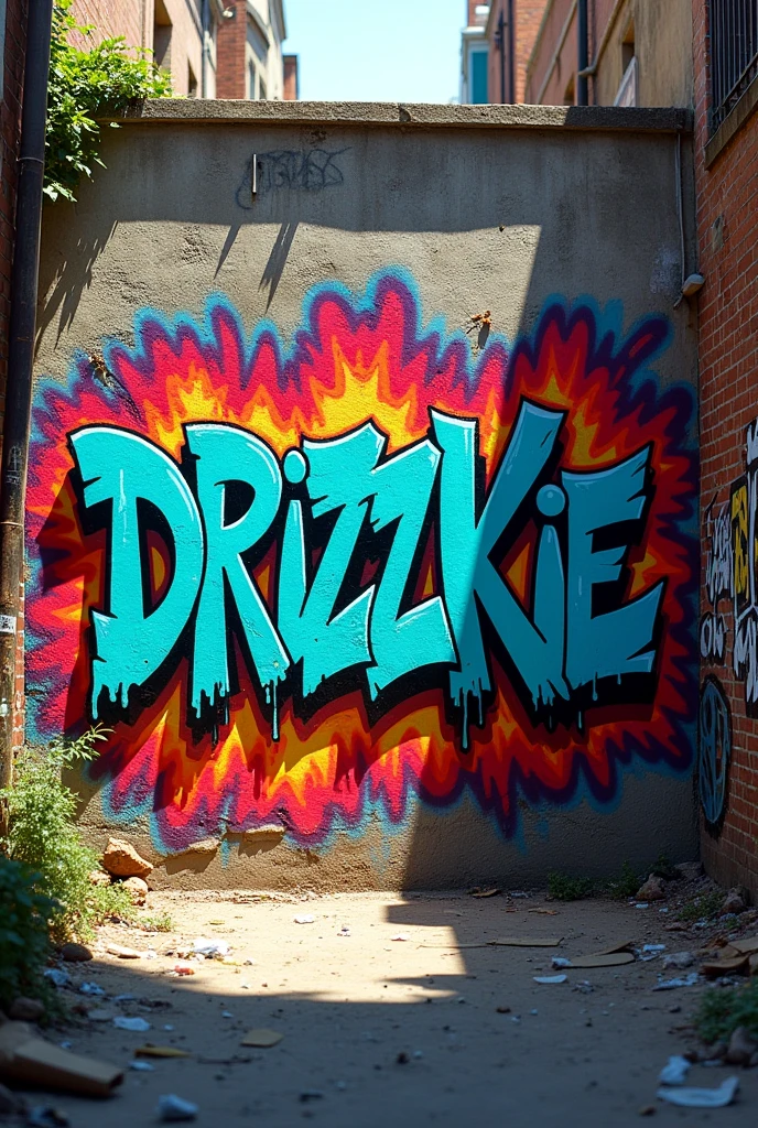 Graffiti with the name "DRIZZTKIE" in the style of a wild style piece


