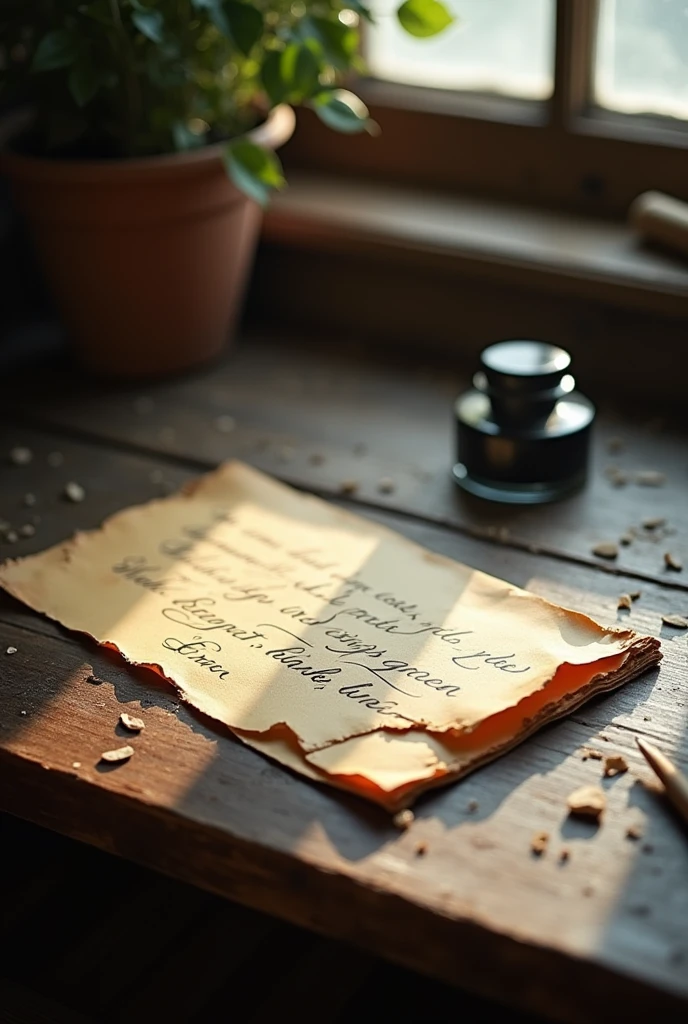 An old letter envelope on a table 