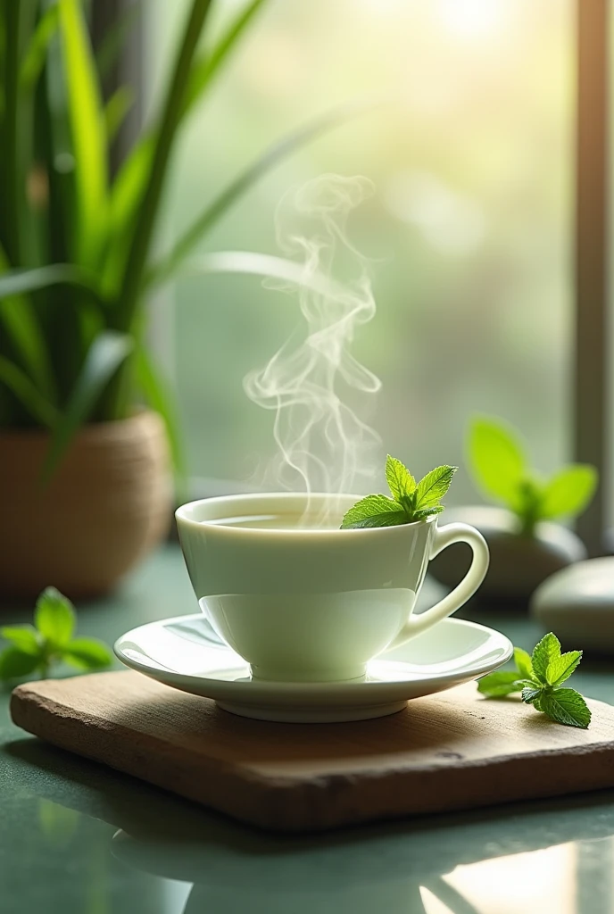 A mild green tea with notes of jasmine and mint, perfect for those seeking a moment of serenity and freshness.