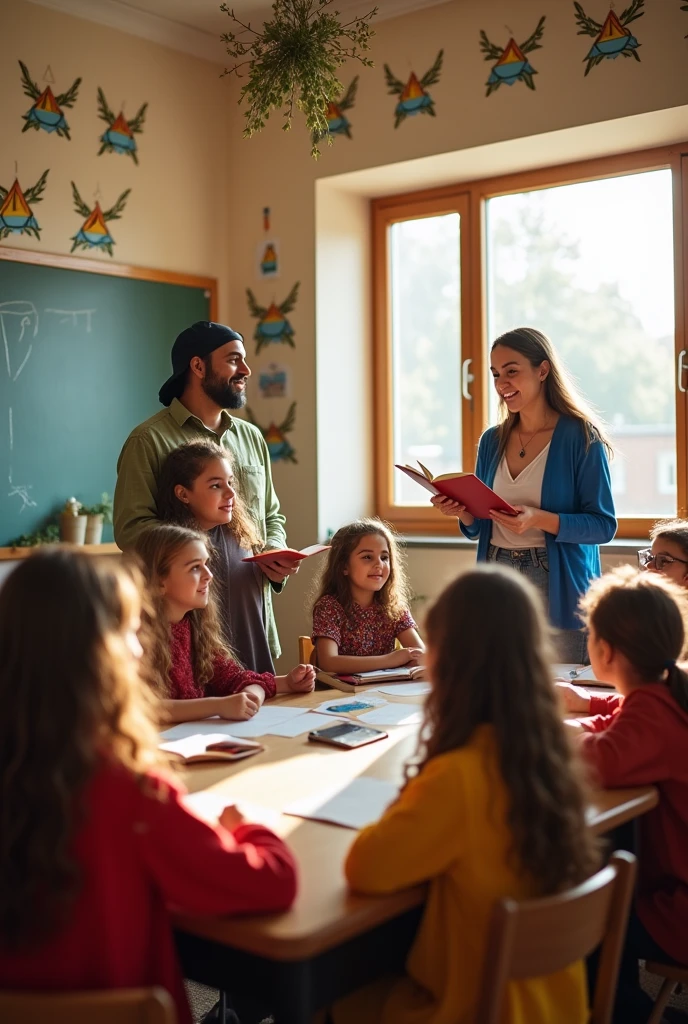 Hebrew teachers of children with messianic symbols 