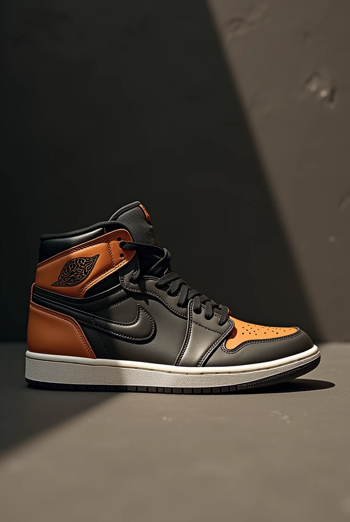 Create me a logo for shoes that has to do with a leopard but more mysterious but that really has the logo on the shoe, put a shoe with the logo but like the Jordan 1 but without the Nike brand, put the leopard logo instead of the Nike one.