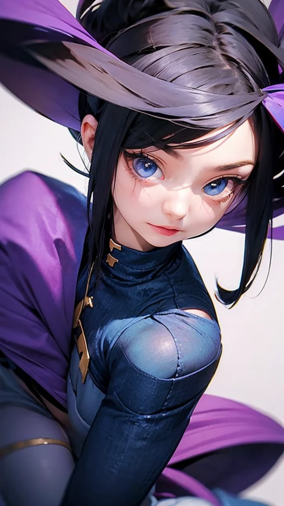 1 girl, Betel, blue colored eyes, bared shoulders, breastsout, medium breastsout, shorth hair, White hair, hair over one eye, bangss, mitts, sleeveless, standing alone, chemise, fingerless mitts, white chemise, sleeveless chemise, arms behind the back, Off The Shoulder, antlers, ssmile, (work of art), (best qualityer), (ultra detaild), Inside the house, simple background, blue flowers, 