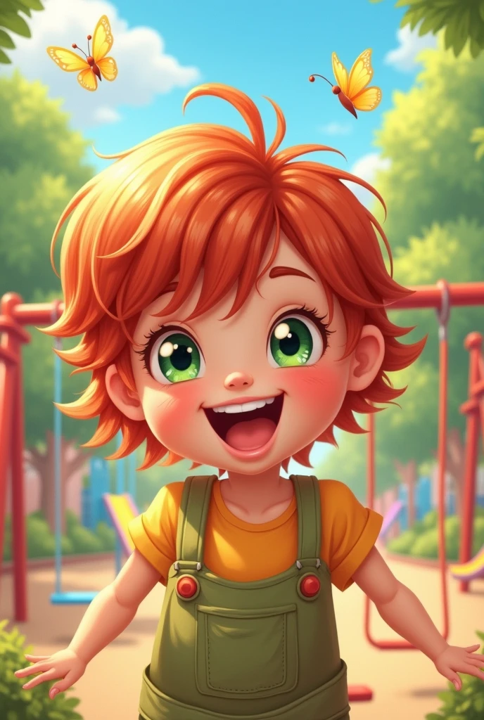  smiling redhead young cute child cartoon realistic