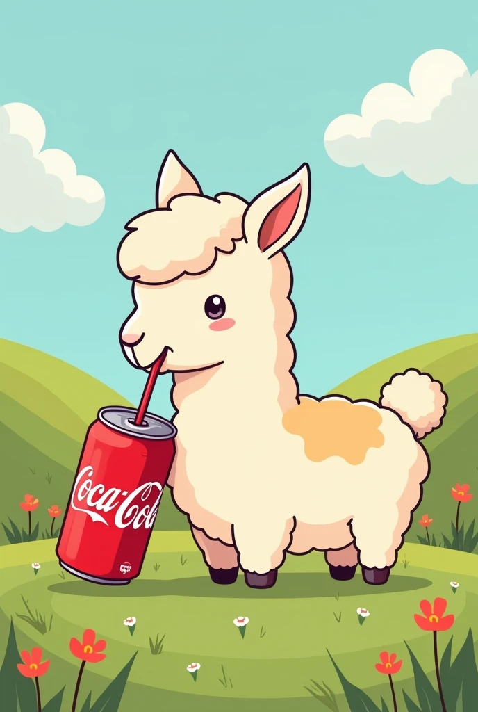 A llama drinking Coca Cola, animated but not so animated and easier to draw