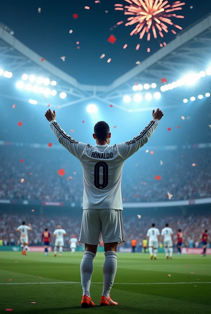 Cristiano Ronaldo celebrating a goal with Real Madrid Fans