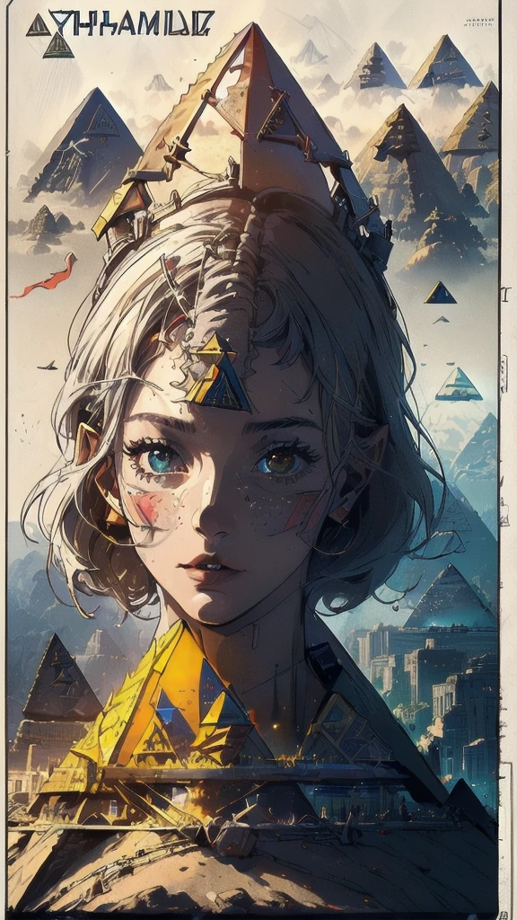 (((masterpiece, highest quality))),(((solo:1.2))),(((1girl:1.2))),32k wallpaper, very detailed, poster, vintage science fiction,(((((geometric cinematic movie poster))))), ((((bauhaus)))),(((abstract))),((((mid century modern)))),(((((portfolio))))),(((((Close-up))))),(((((bust up))))),((((more various angle)))),(((highlight))),((((heterochromia)))),(((complete. detailed face))),(((Extremely talented))),(((most complecated machine))),(((Overall colorfully))),((((((Absolutely pyramid background)))))),(((Sun God Ra)))