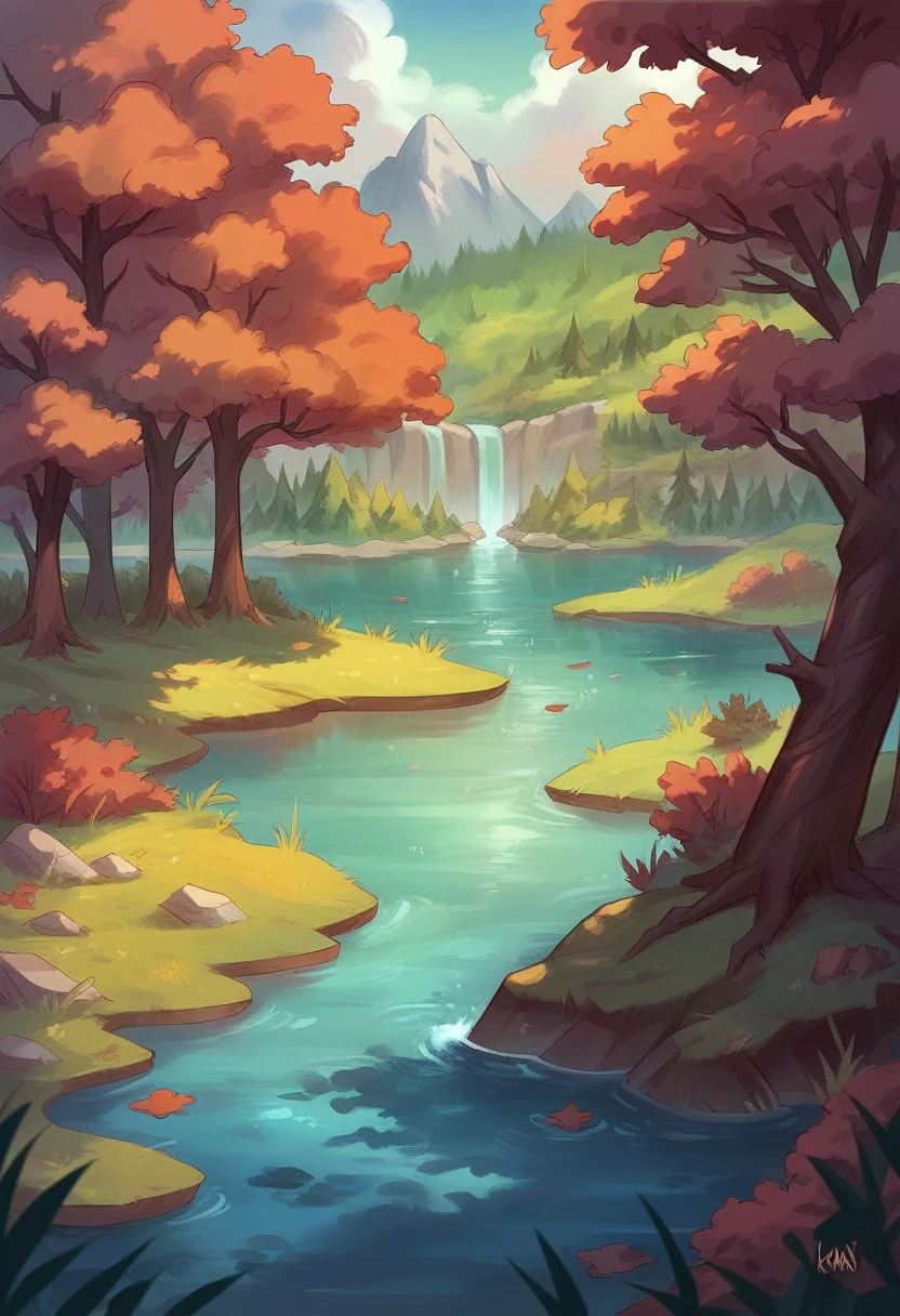 A logo that says KSANA SPA and that has a river setting, trees and landscapes