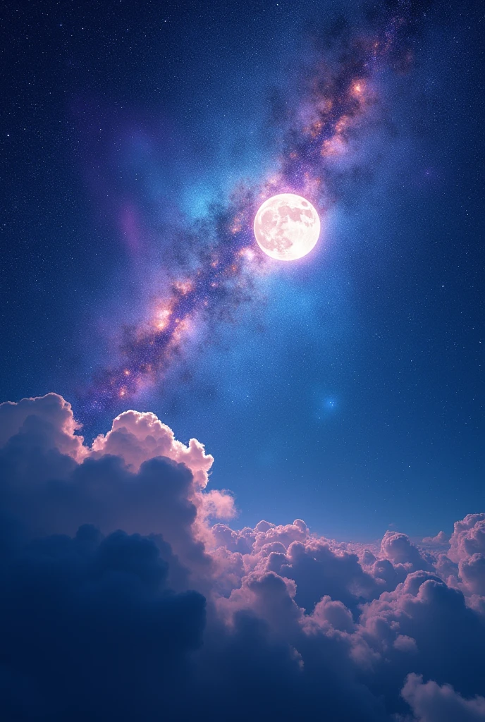 
                  The moon is surrounded by stars. The starry sky is twinkling and light trails are brighter. Surreal scenes. Beautiful stunning compositions. Subtle shadows and highlights. Deep blue and purple tones. More color gradations. Mysterious. Vibrant tones. Action painting. Highly detailed HD cinematic close-ups magical fantasy gorgeous digital art 