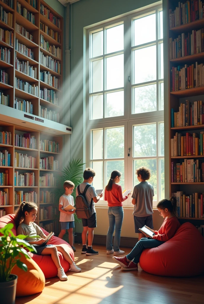 Love reading with AI world in school library, students and technology