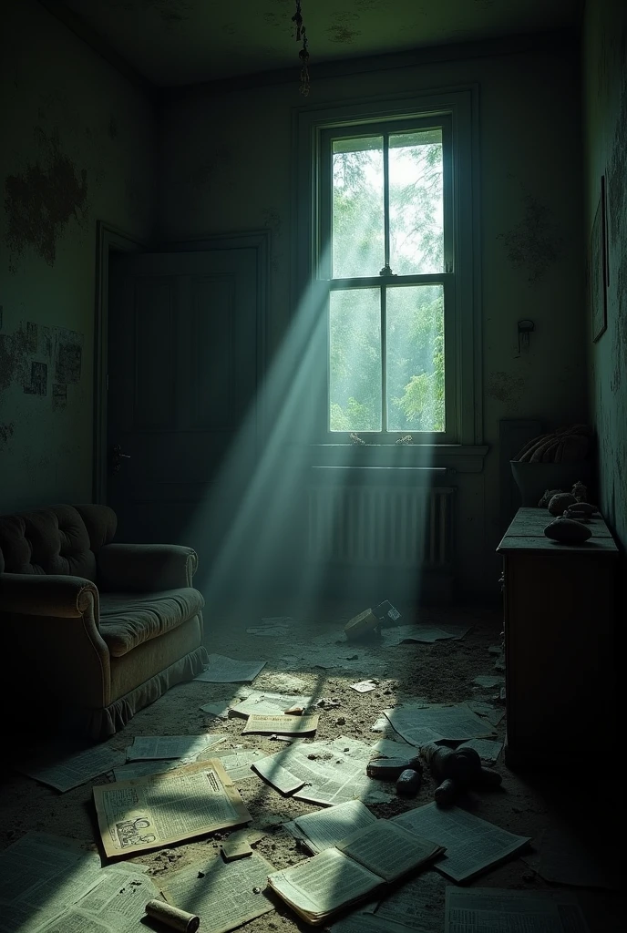 dark house room all messy.
