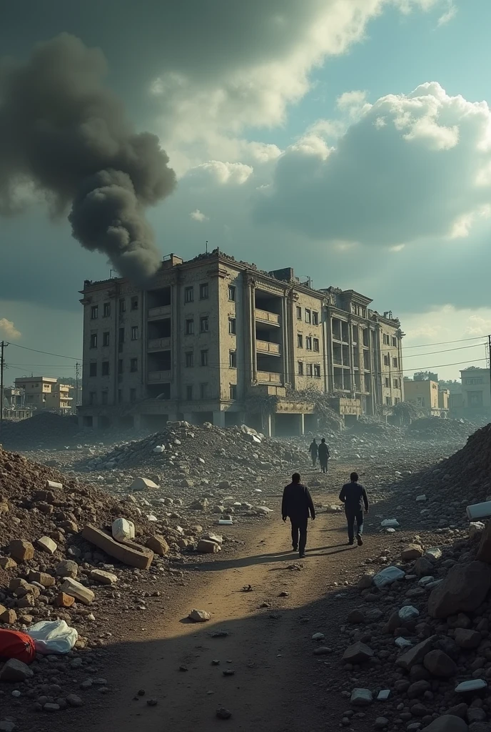 I want a horizontal image of the Belen Hospital in Trujillo, Peru, in destruction in 2024 
