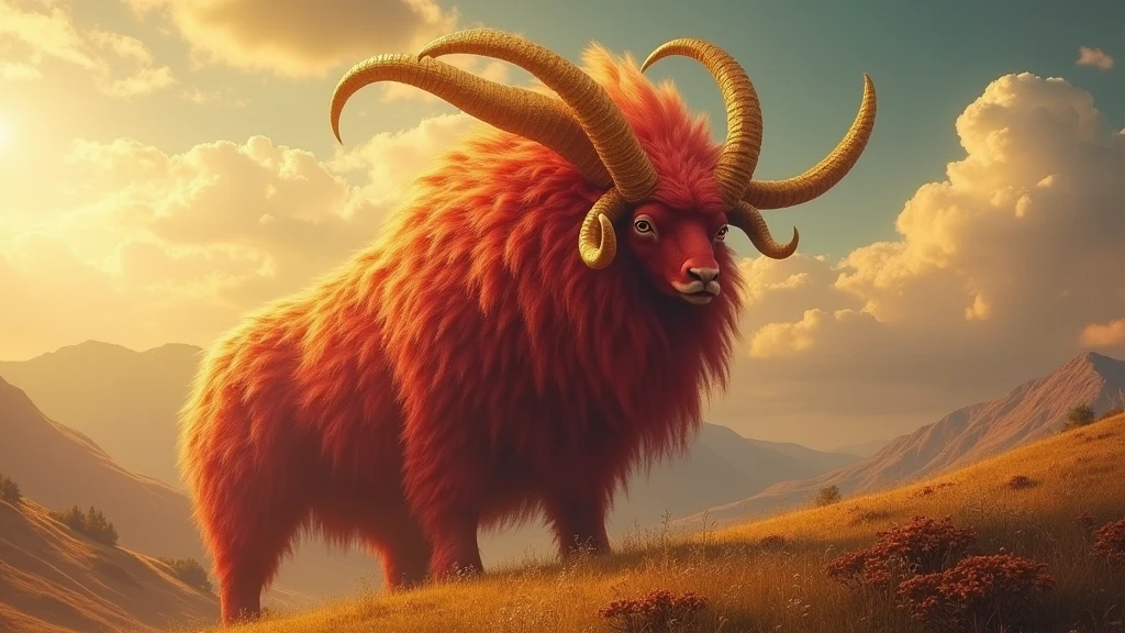 He had golden horns, a beautiful golden color, a red body, and he was so fat, fatter than the mountains, fatter, fatter, fatter, his neck was also so fat.