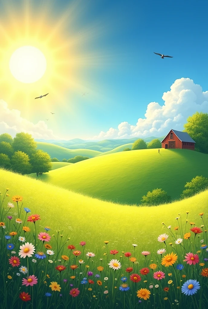 A sun over the pasture