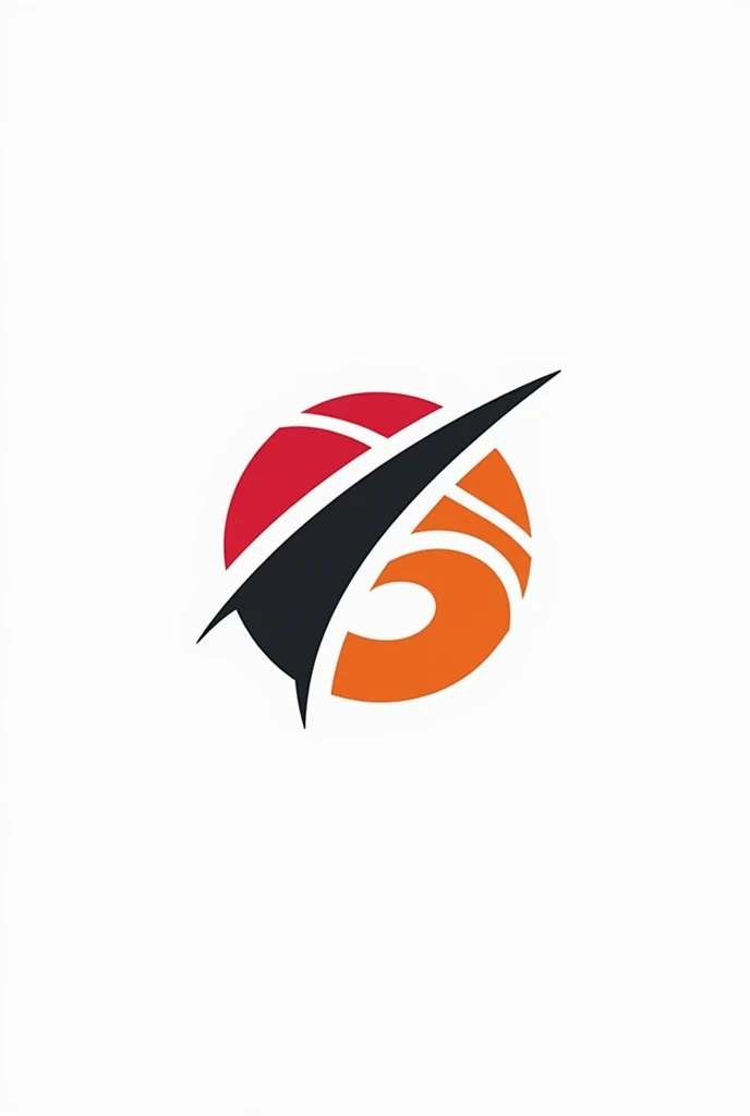 Minimalist logo with red, black and orange colors, of a brand of sports equipment that can be used for basketball