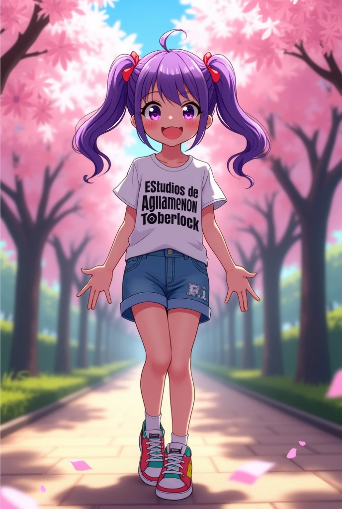 Make an anime character for profile with a t-shirt written Aghamenon Toberlock Studies in Portuguese