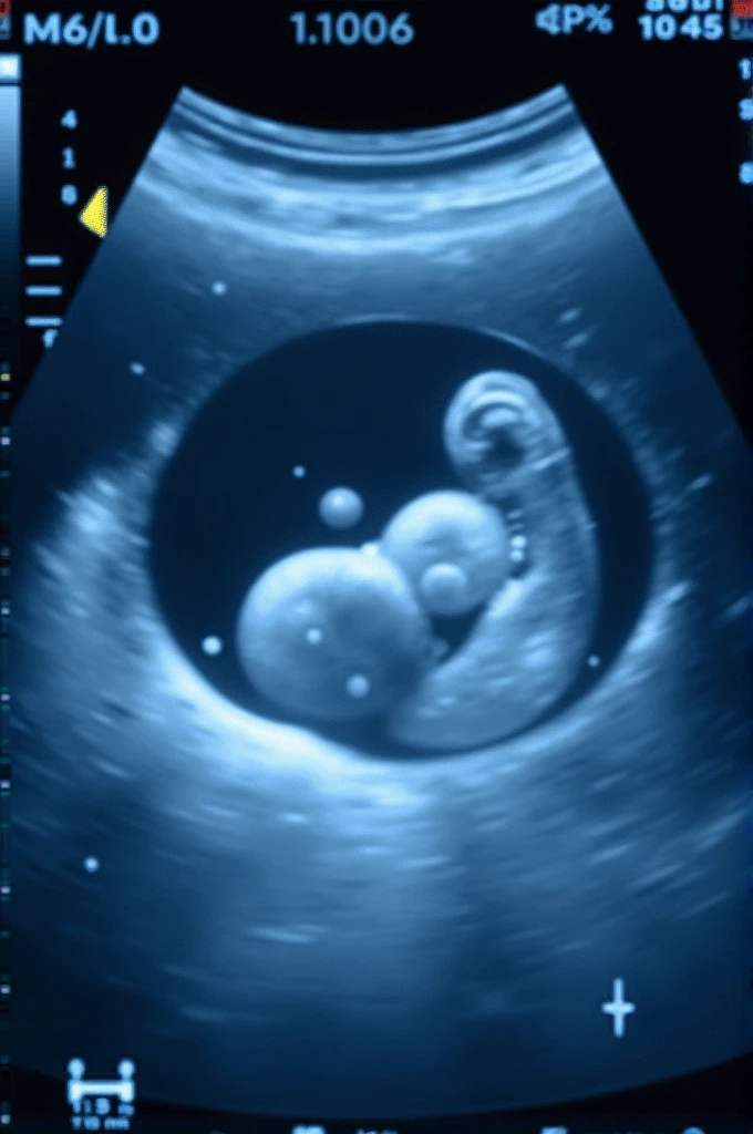 A photograph of a 3-week gestation ultrasound